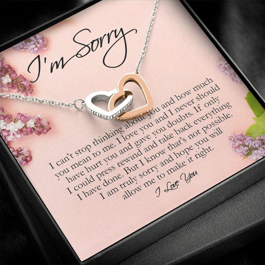 Apology Gift for Her, Interlocking Heart Necklace