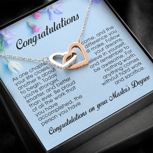 Congratulations on Your Master's Degree , Interlocking Heart Necklace