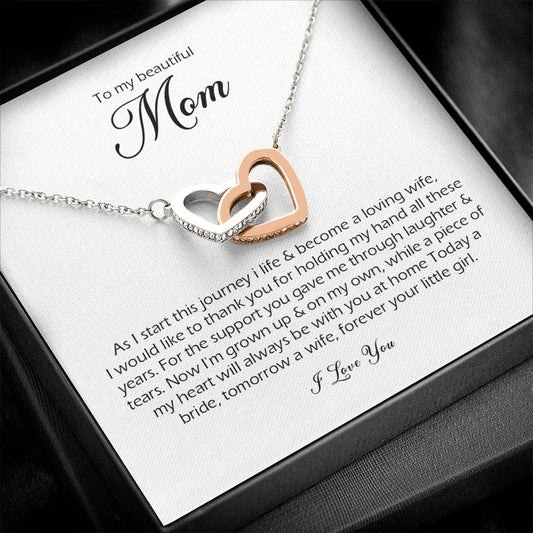 To My Beautiful Mom, Interlocking Heart Necklace