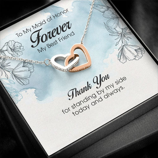 To My Maid of Honor, Interlocking Heart Necklace