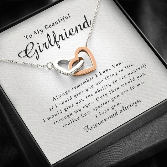Interlocking Heart Necklace, To My Beautiful Girlfriend