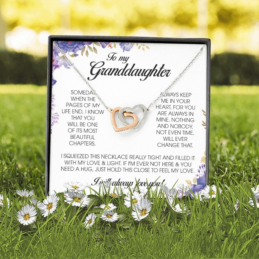To My Granddaughter, Interlocking Heart Necklace