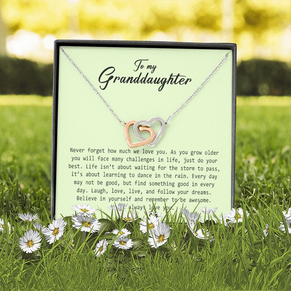 To My Granddaughter, Interlocking Heart Necklace