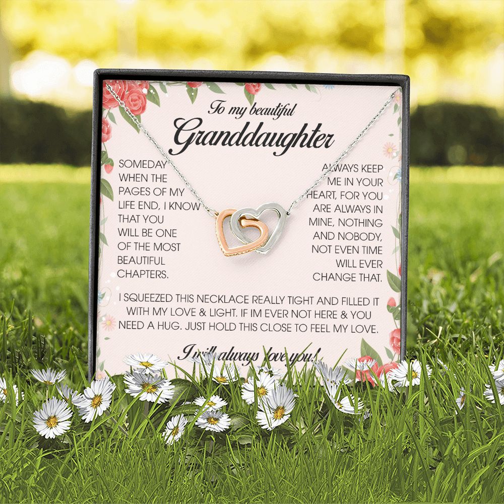 To My Beautiful Granddaughter, Interlocking Heart Necklace