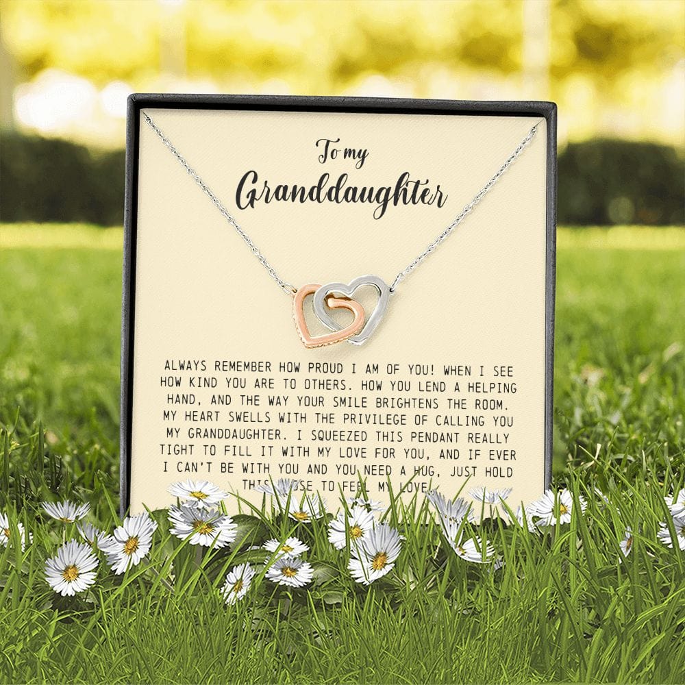 To My Granddaughter, Interlocking Heart Necklace