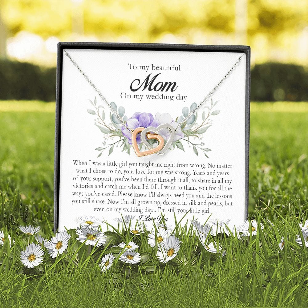 To My Beautiful Mom on My Wedding Day, Interlocking Heart Necklace