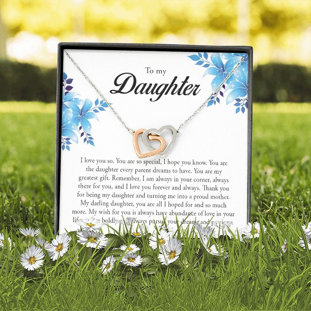 To My Daughter, Interlocking Heart Necklace
