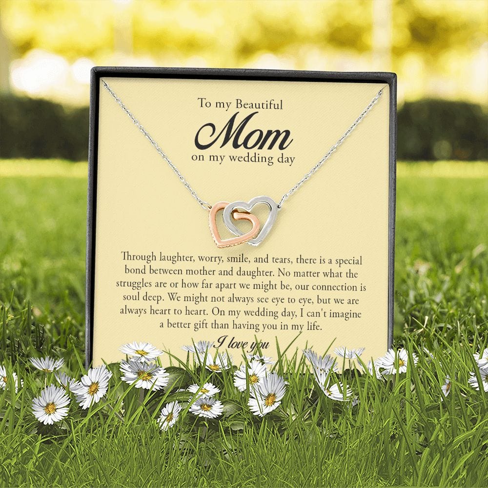 To My Beautiful Mom on My Wedding Day, Interlocking Heart Necklace