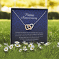 Happy Anniversary, Jewelry with Gift Box, Interlocking Heart Necklace