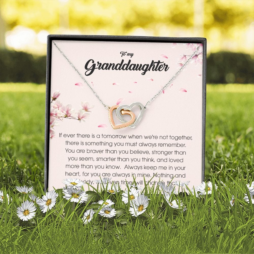 To My Granddaughter "Always Keep Me In Your Heart" Interlocking Heart Necklace