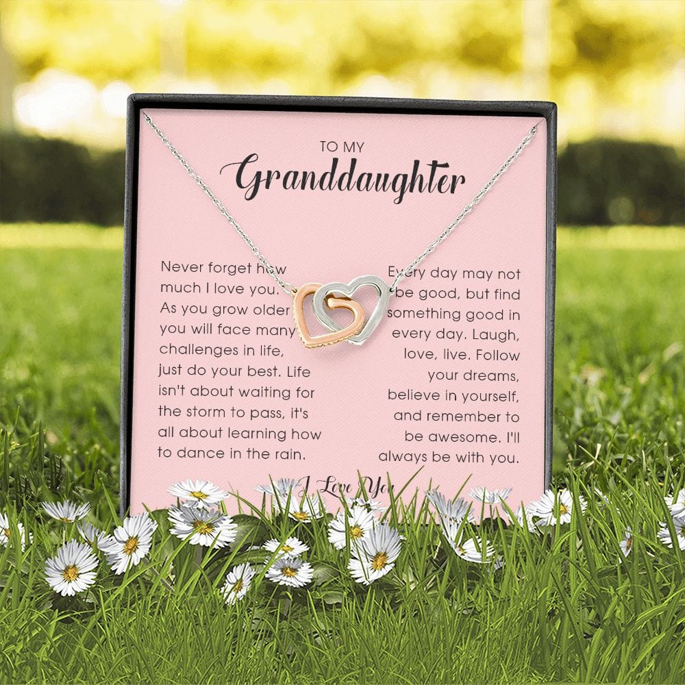 To My Granddaughter, Interlocking Heart Necklace