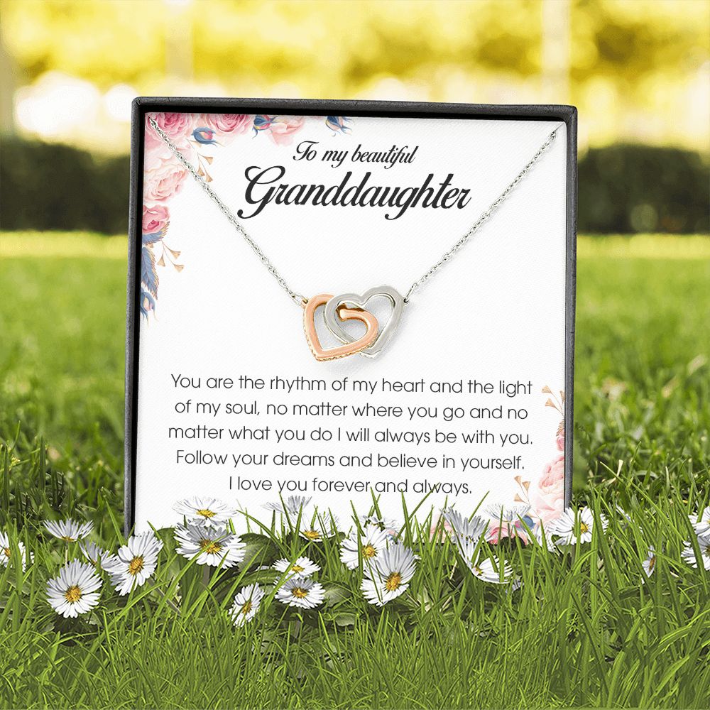 To My Beautiful Granddaughter, Interlocking Heart Necklace