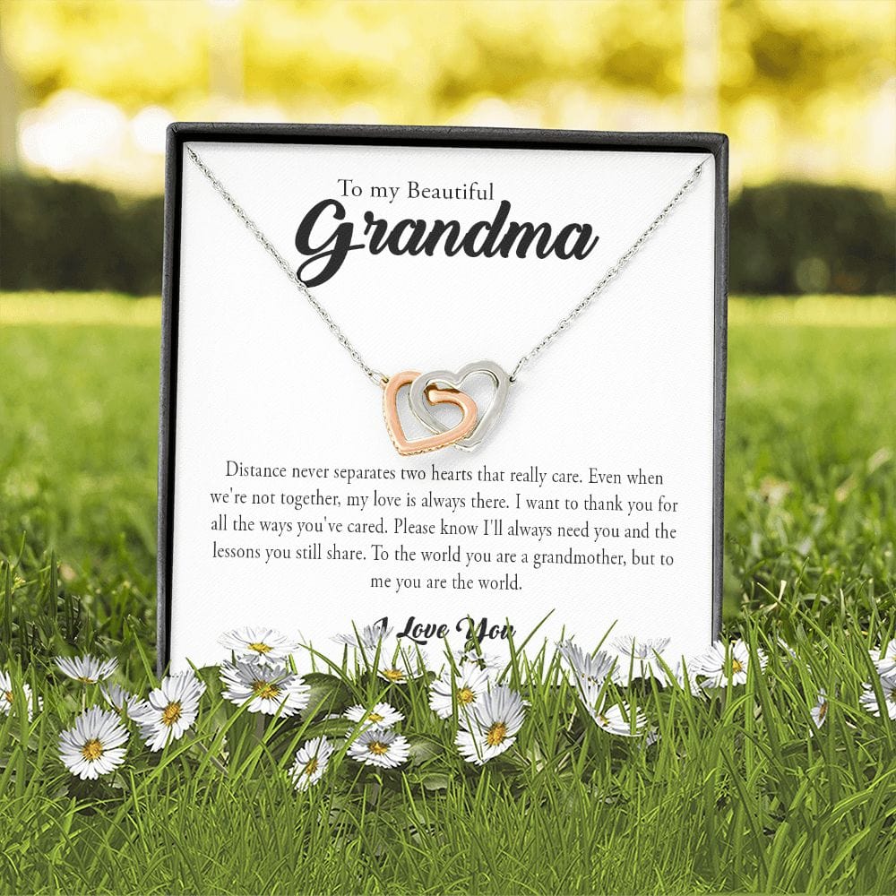 To My Beautiful Grandma, Interlocking Heart Necklace