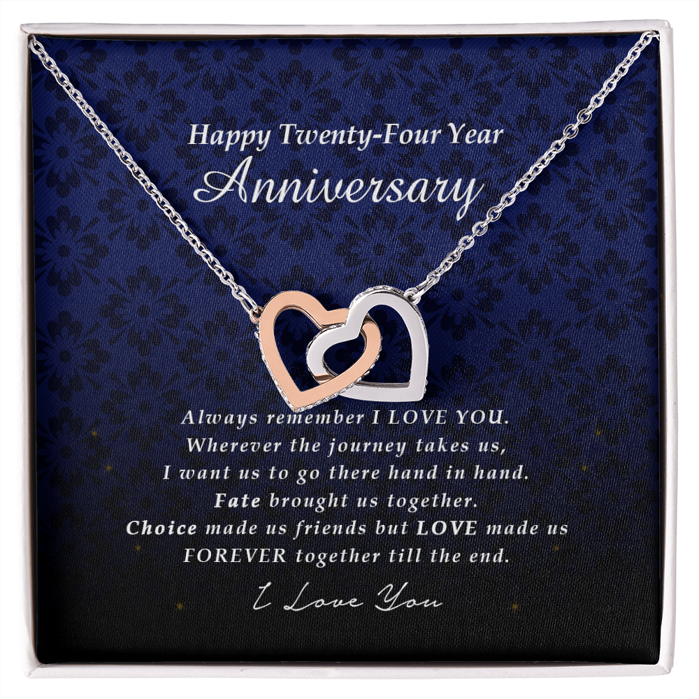 Interlocking Heart Necklace, 24 Year Anniversary Gift