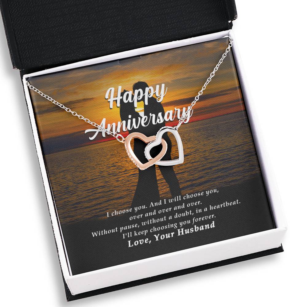 Interlocking Heart Necklace, Anniversary Jewelry Gift