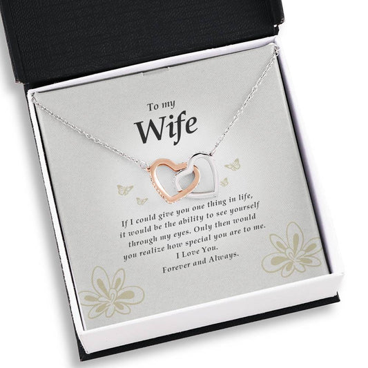 Wife Gift, Interlocking Heart Necklace