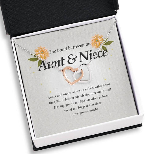 Interlocking Heart Necklace, Aunt and Niece Gift