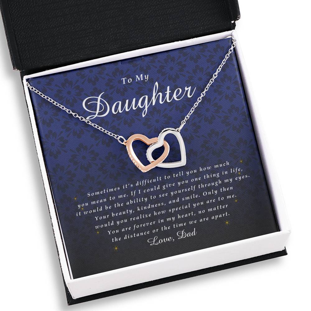 Interlocking Heart Necklace, Daughter Gift