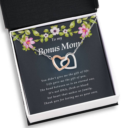 Interlocking Heart Necklace, To My Bonus Mom