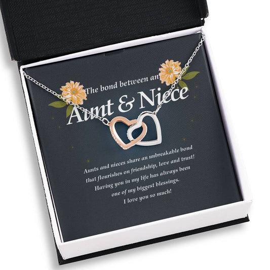 Interlocking Heart Necklace, Aunt and Niece Gift