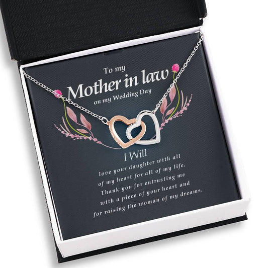 Interlocking Heart Necklace, To My Mother In Law, Wedding Day Gift