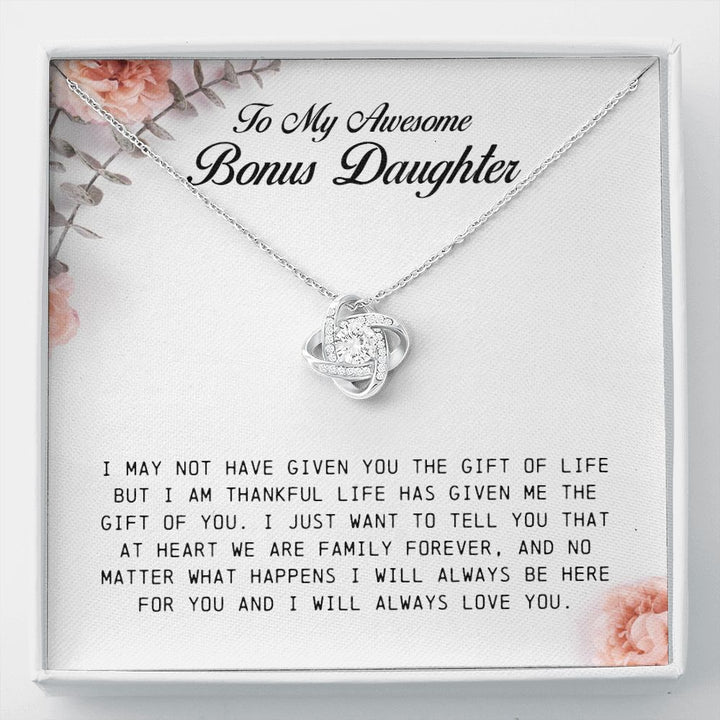 To my Awesome Bonus Daughter, Love Knot Necklace