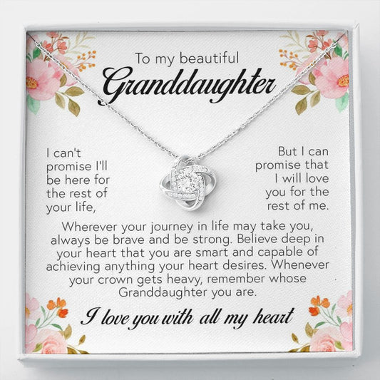 To My Beautiful Granddaughter "I Love You With All My Heart" Love Knot Necklace