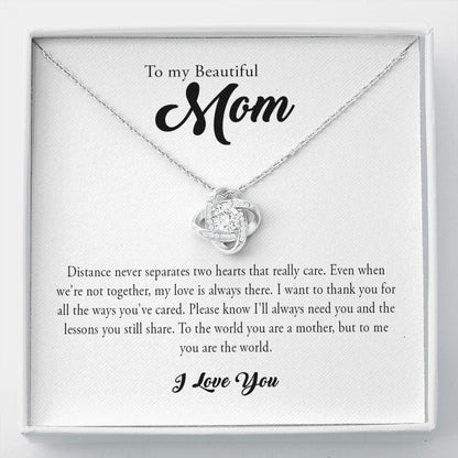 To My Beautiful Mom, Love Knot Necklace