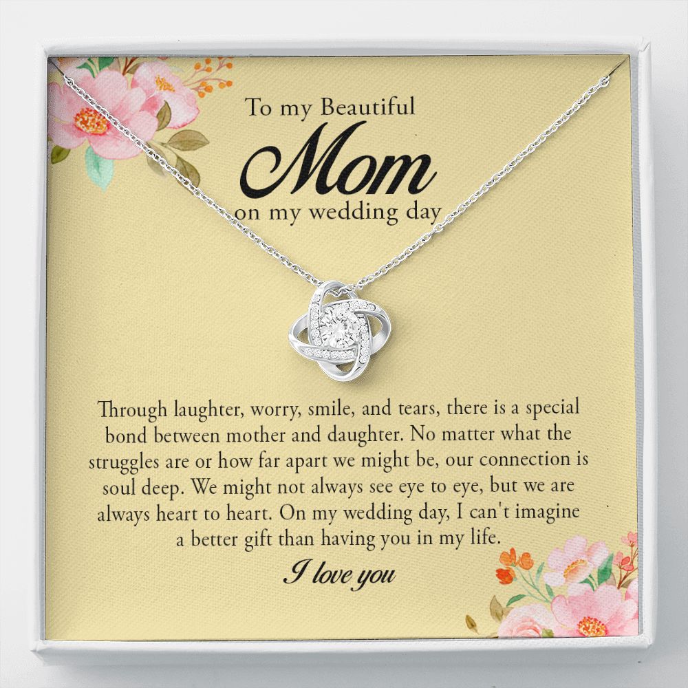 To My Beautiful Mom on My Wedding, Love Knot Necklace