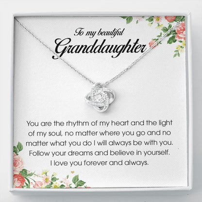 To My Beautiful Granddaughter, Love Knot Necklace