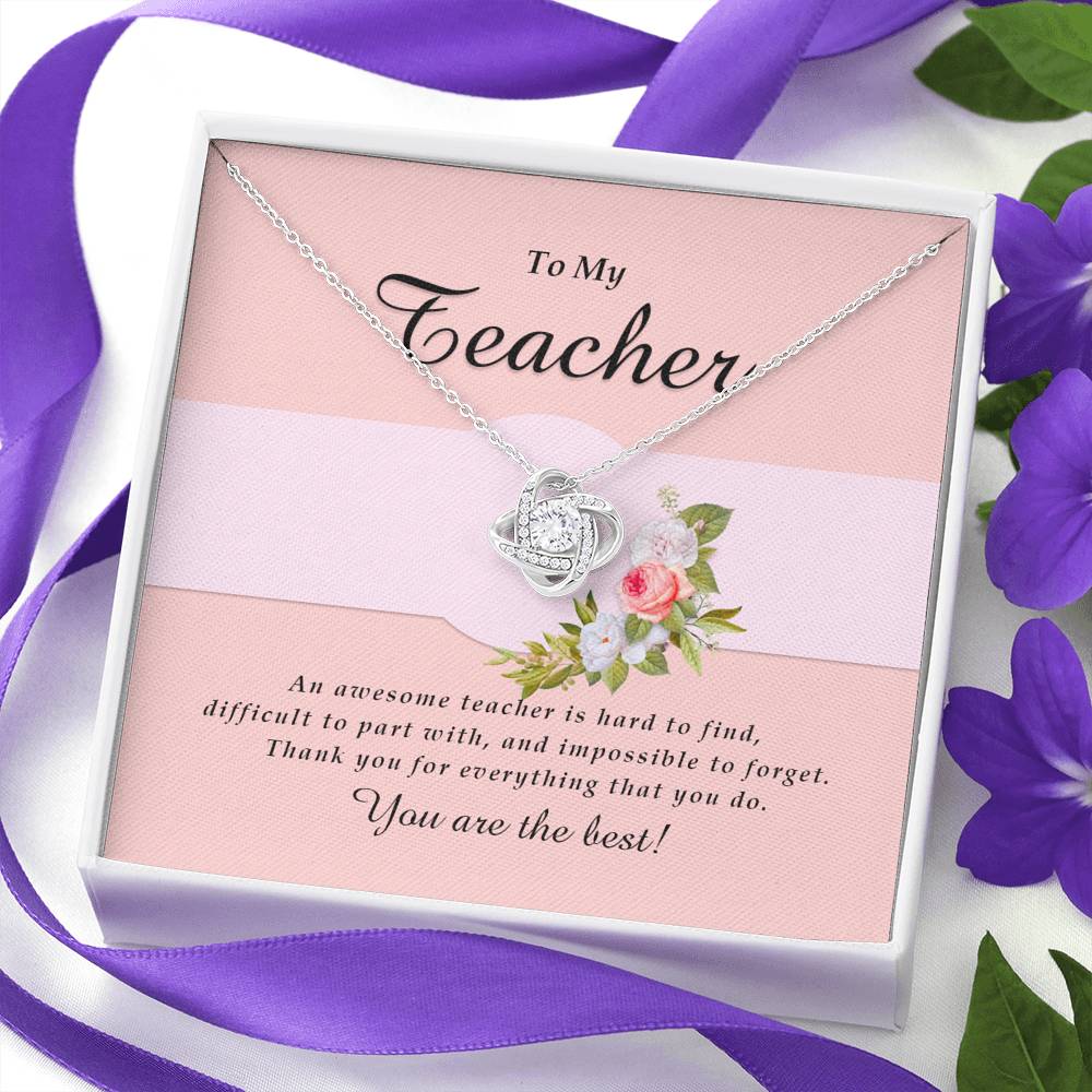 Love Knot Necklace, Teacher Jewelry Card
