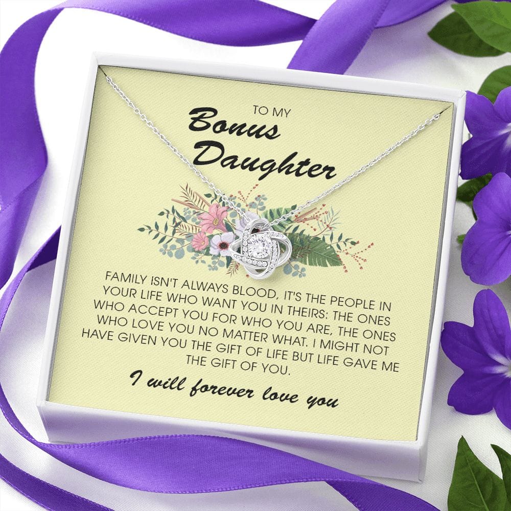 To My Bonus Daughter, Love Knot Necklace