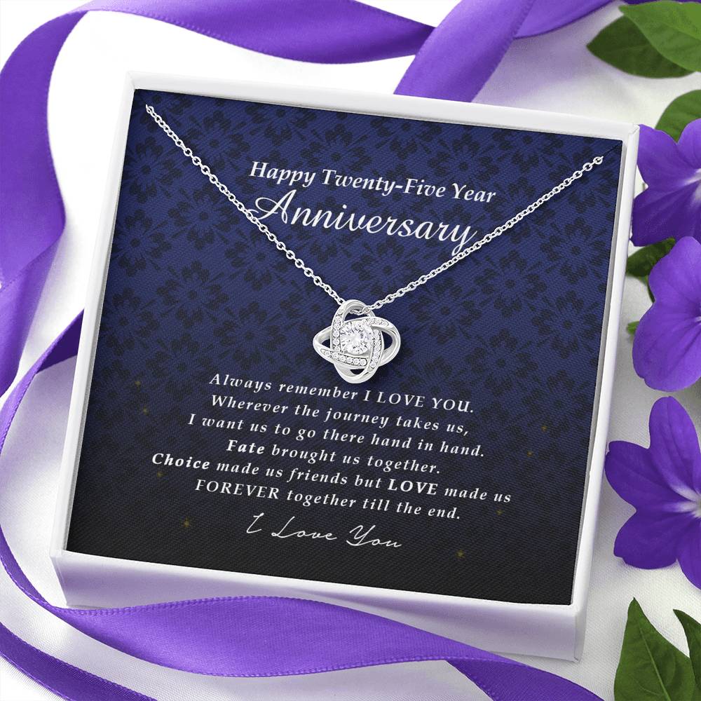 Love Knot Necklace, Happy Twenty Five Year Anniversary