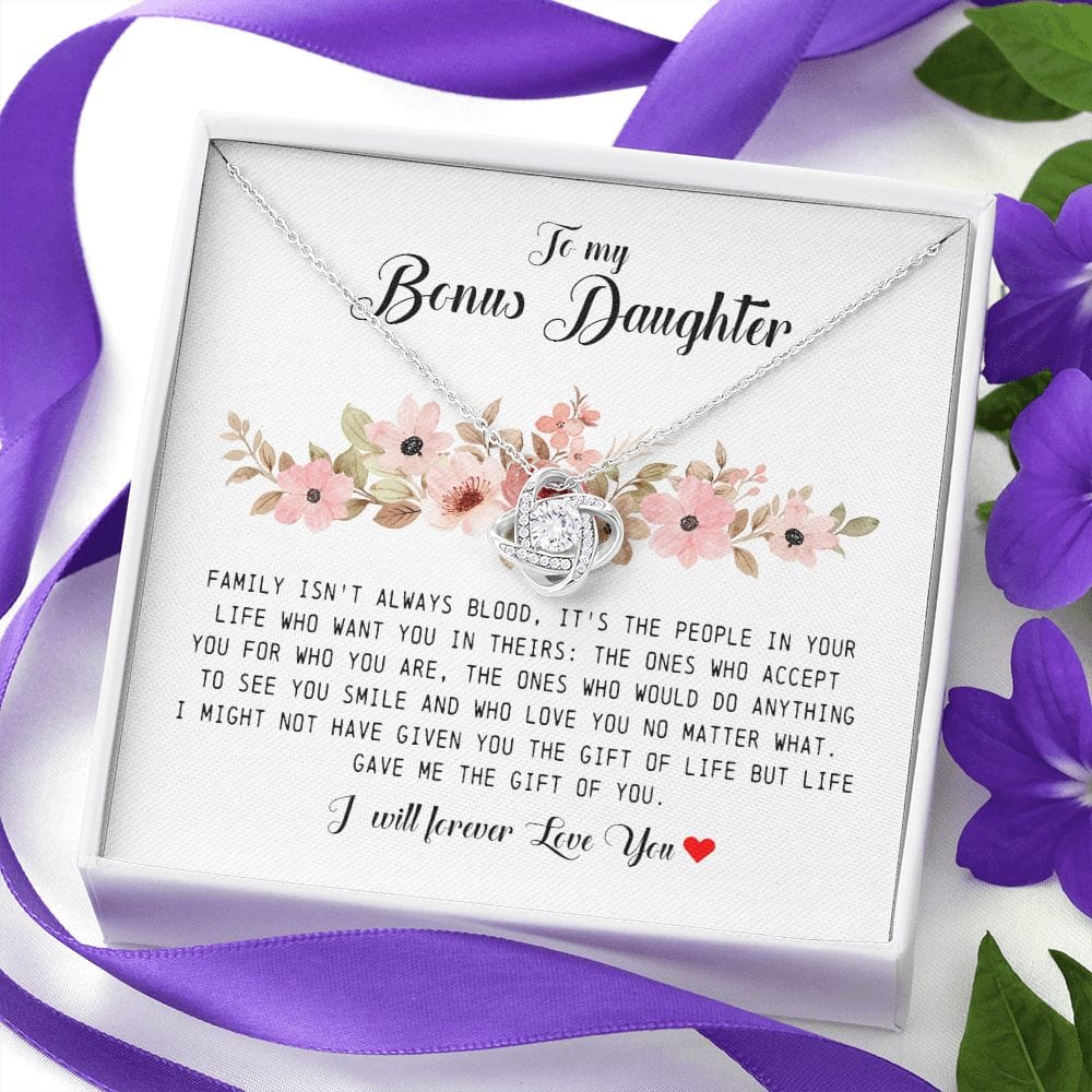 To My Bonus Daughter, Love Knot Necklace