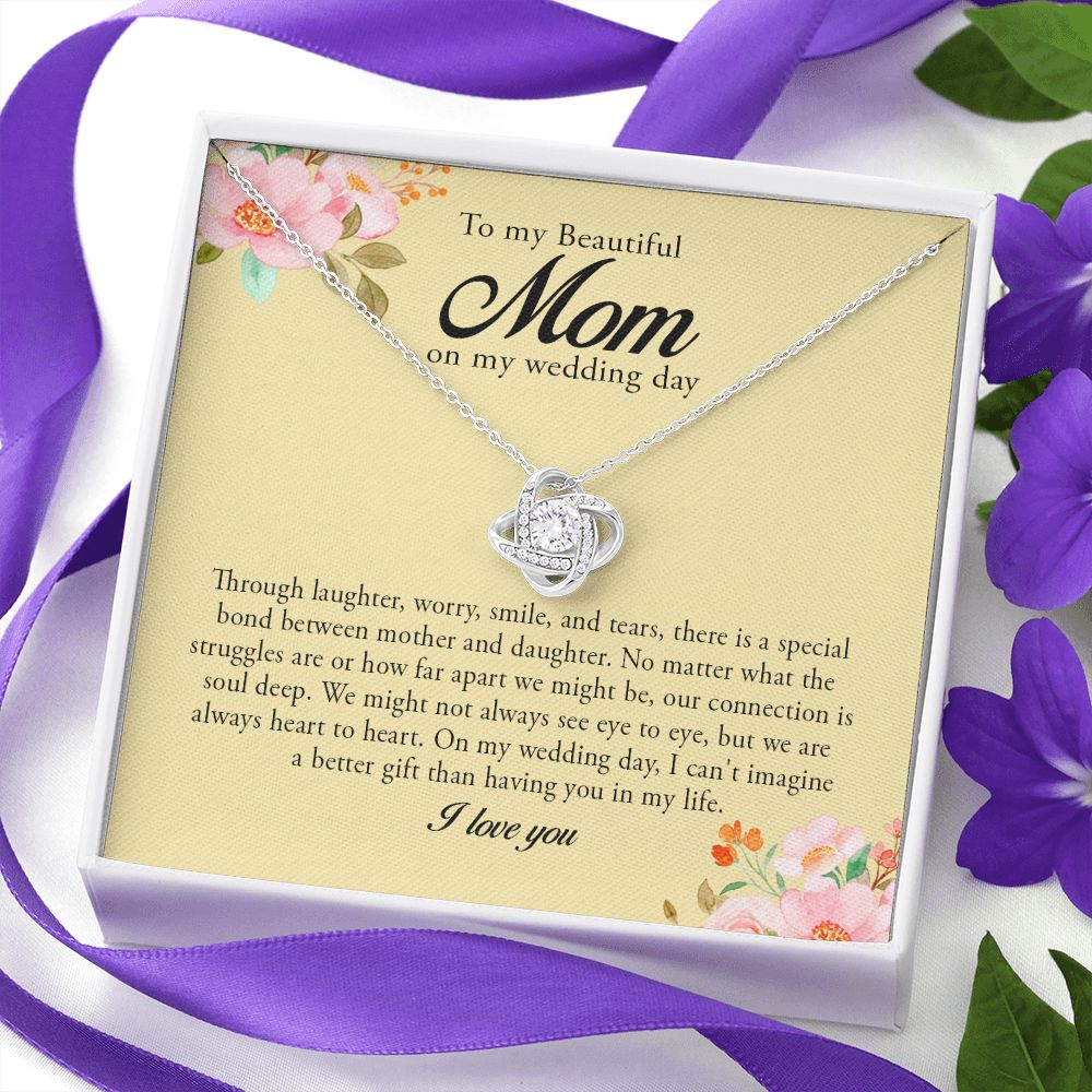 To My Beautiful Mom on My Wedding, Love Knot Necklace