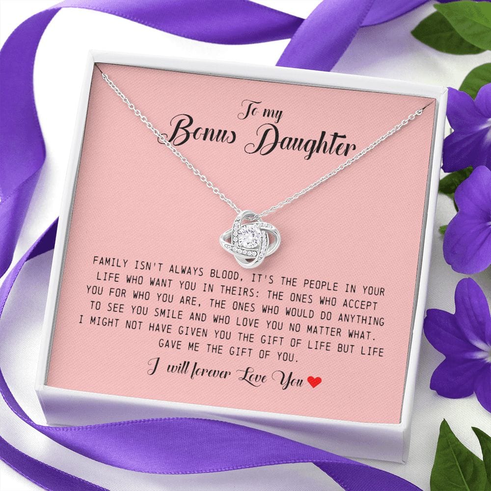 To My Bonus Daughter, Love Knot Necklace