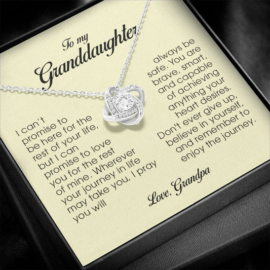 To My Granddaughter, Love Knot Necklace, Gift from Grandpa