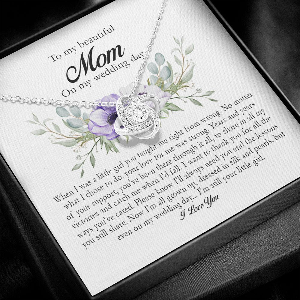 To My Beautiful Mom On My Wedding Day, Love Knot Necklace
