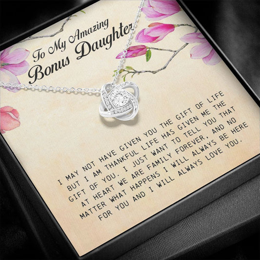 To My Amazing Bonus Daughter, Love Knot Necklace