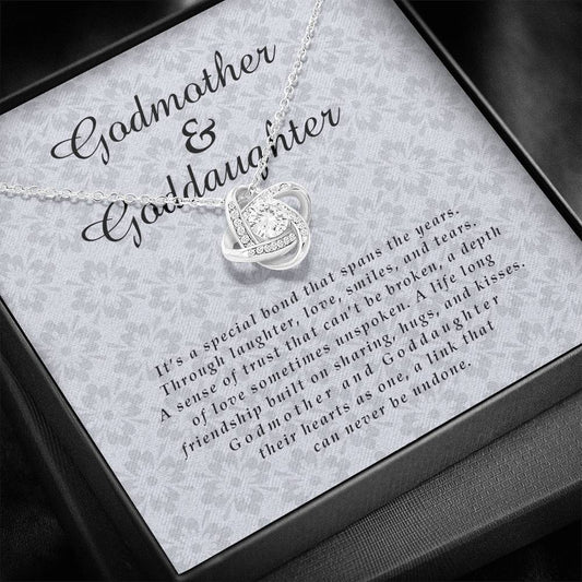Love Knot Necklace, Godmother and Goddaughter Jewelry Card