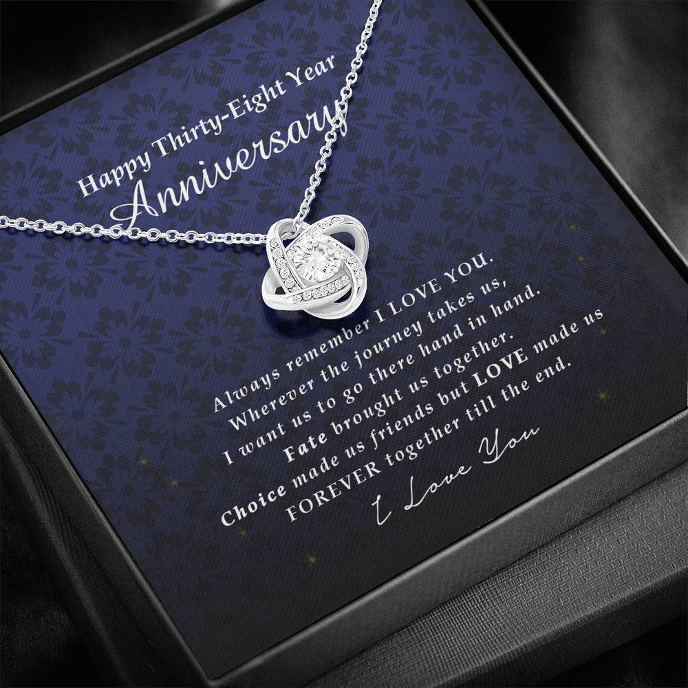 Love Knot Necklace, Happy Thirty Eight Year Anniversary