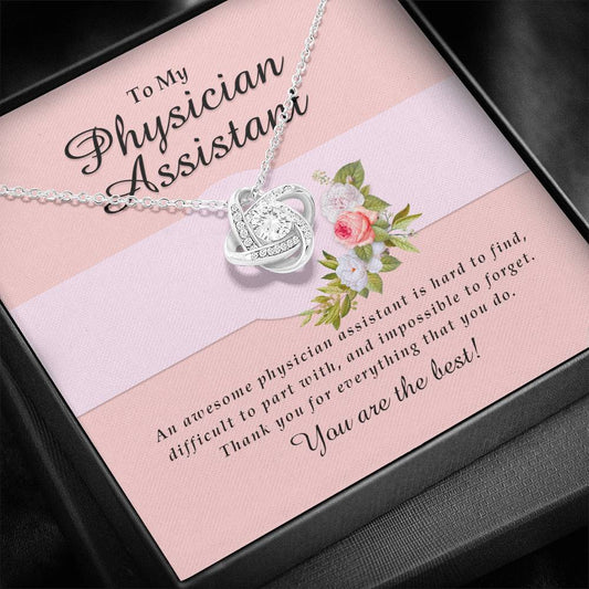 Love Knot Necklace, Physician Assistant Jewelry Card