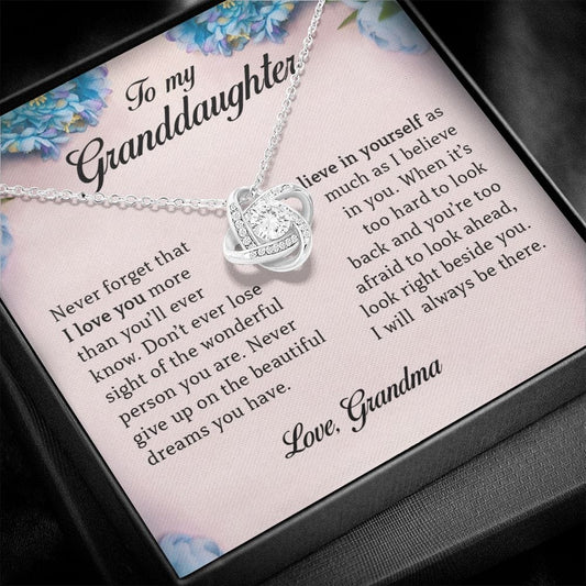 To My Granddaughter, Love Knot Necklace, Gift from Grandma