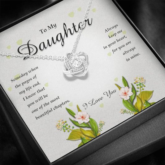 Love Knot Necklace, Jewelry Card for Daughter