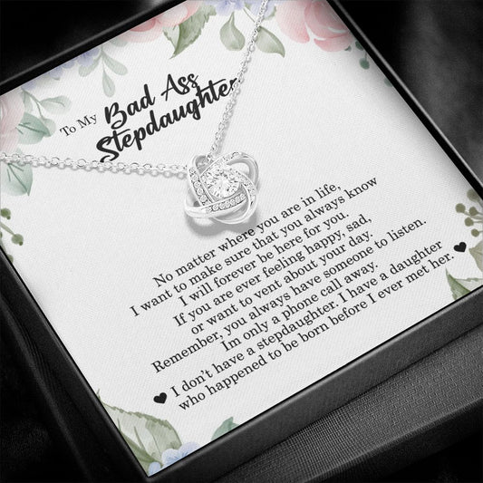 To My BadAss Stepdaughter, Love Knot Necklace