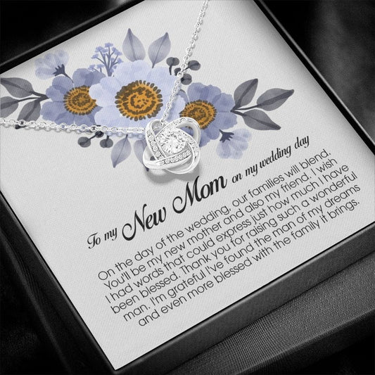 To My New Mom, Love Knot Necklace, Wedding Day Gift