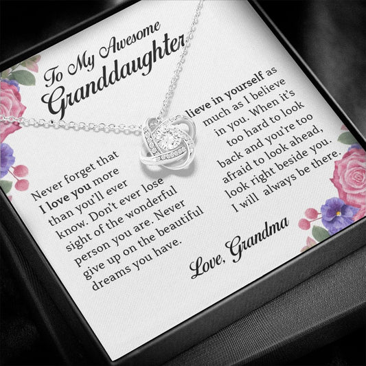 To My Awesome Granddaughter, Love Knot Necklace