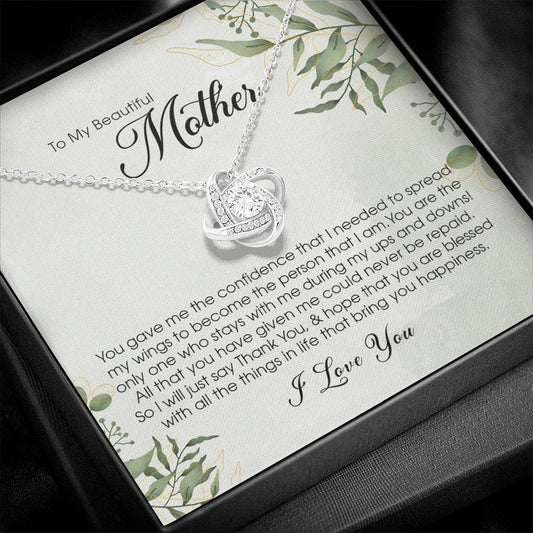 To My Beautiful Mother, Love Knot Necklace