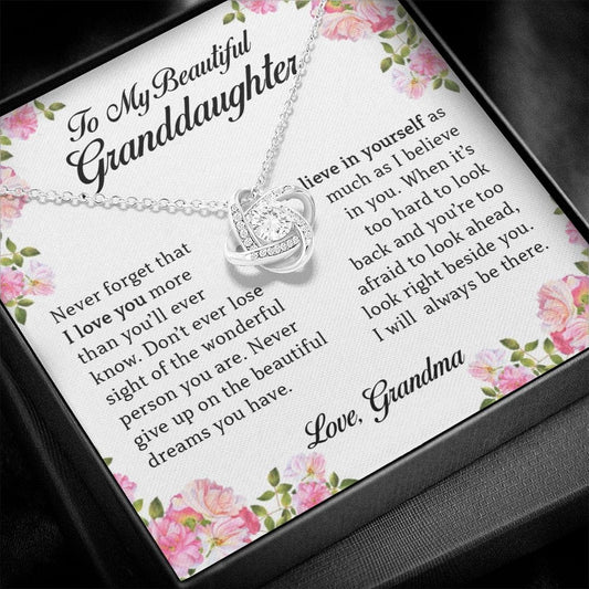 To My Beautiful Granddaughter, Love Knot Necklace