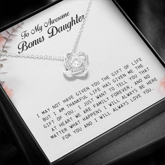 To my Awesome Bonus Daughter, Love Knot Necklace